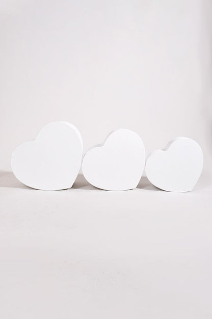 4" / 4.5" / 5.15" Heart Gift Box With Lid White Set/3