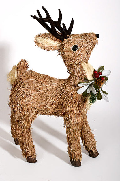 14" Straw Reindeer Brown