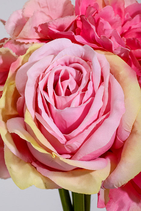 12" Silk Rose/Hydrangea/Peony Bouquet Pink