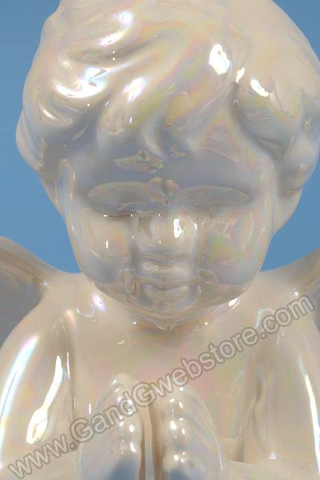 6.25" Kneeling Angel Iridescent White
