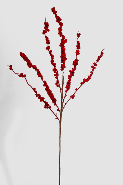 31" Velvet Flocked Berry Spray Red
