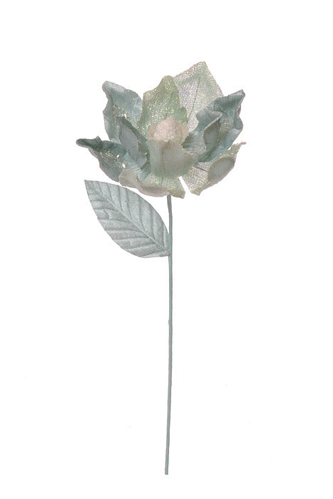 22" Velvet Tinsel Fabric Magnolia Glittered Sequined Snow Blue