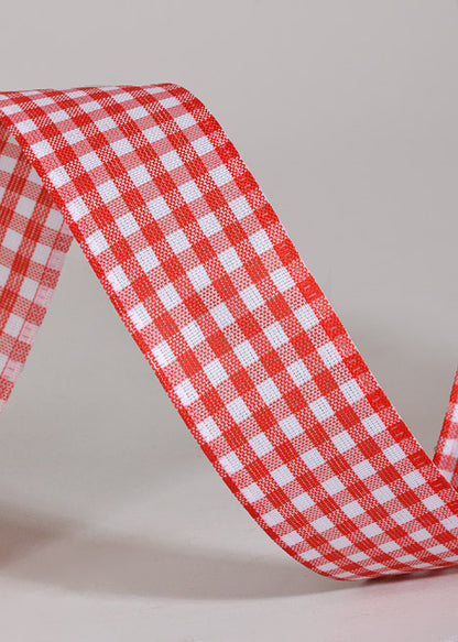 1.5" X 50Yds Wired Gingham Ribbon Red/White