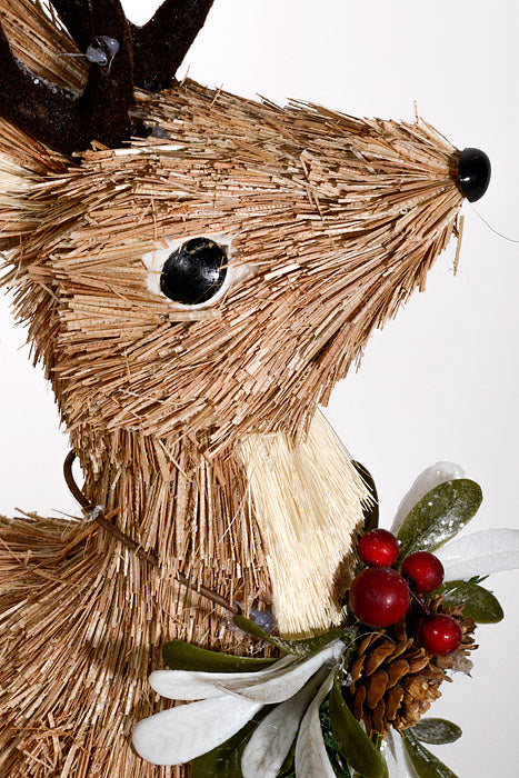 14" Straw Reindeer Brown