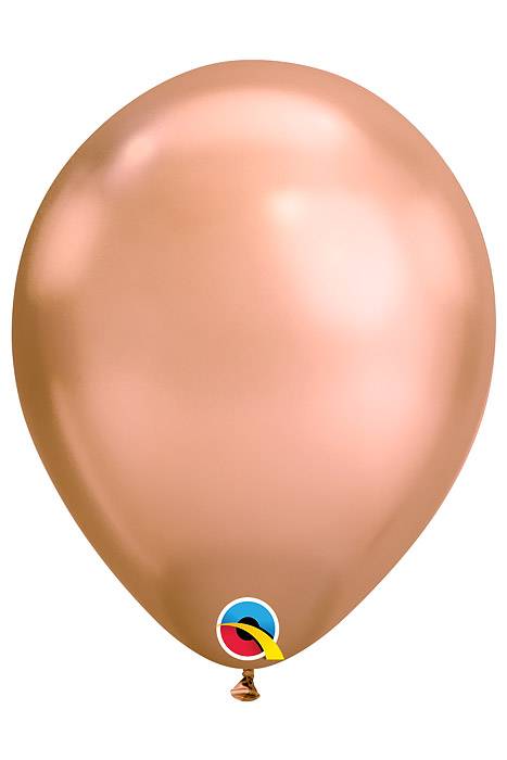11" Qualatex Plain Latex Balloon Chrome Rose Gold Pkg/100
