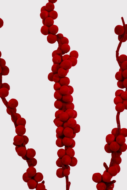 31" Velvet Flocked Berry Spray Red