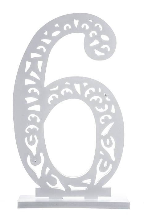 19.75" Carved Number "6" White