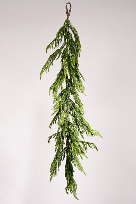 48" Artificial Iced Norfolk Pine Garland Green