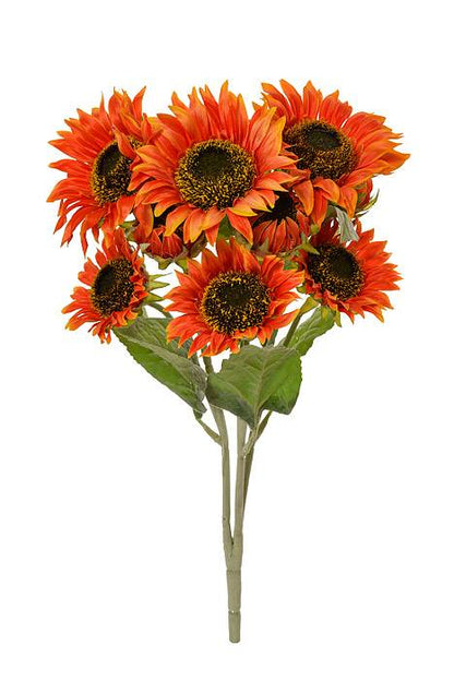 21" Silk Sunflower Bush Orange