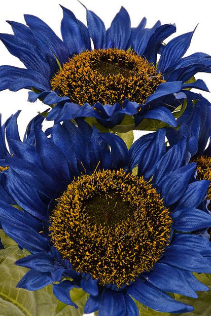11" Silk Sunflower Bush Blue x 4