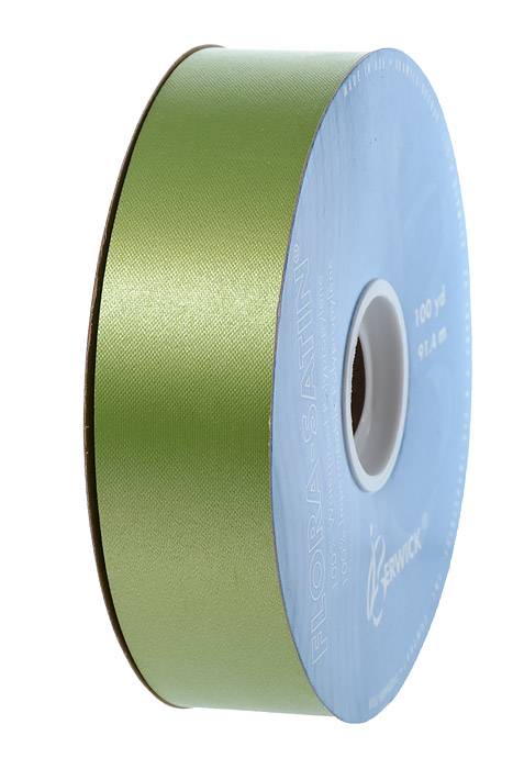 1-7/16&quot; X 100yds Floral Satin Ribbon Leaf Green