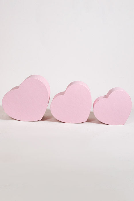 4" / 4.5" / 5.15" Heart Gift Box With Lid Pink Set/3
