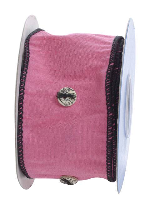 2.5" X 5yds Wired Korkie Ribbon Pink