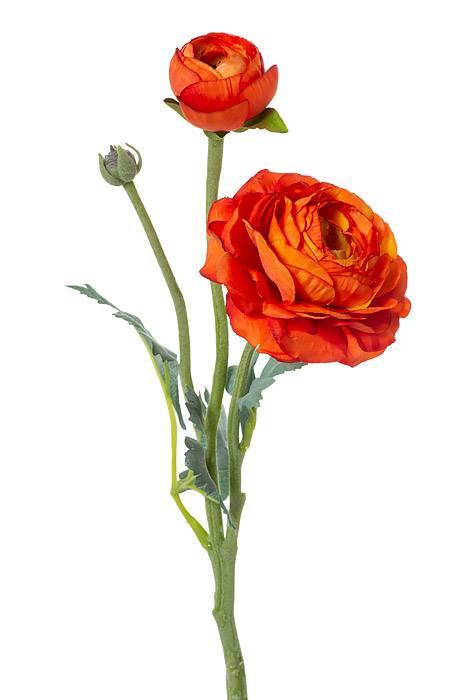 15&quot; Silk Ranuculus Spray W/bud Orange/green