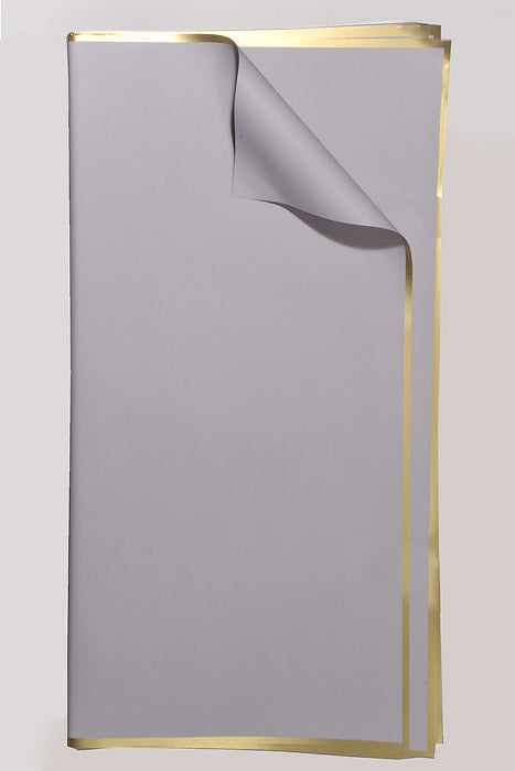 22.5&quot; Gold Edge Flower Wrapping Paper Lavender Pkg/20