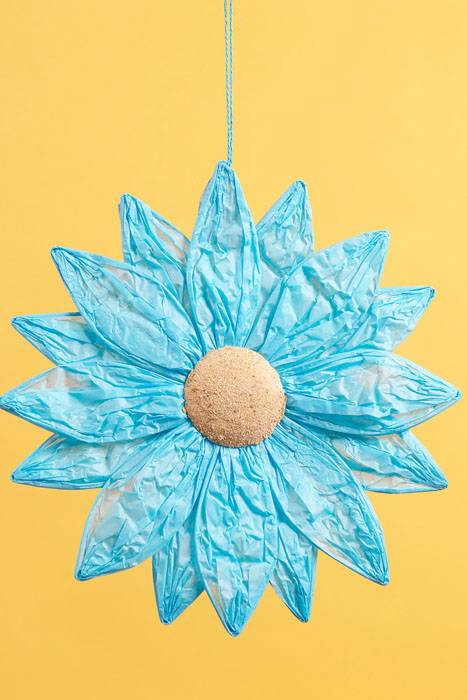 13.5" Hanging Paper Flower Blue