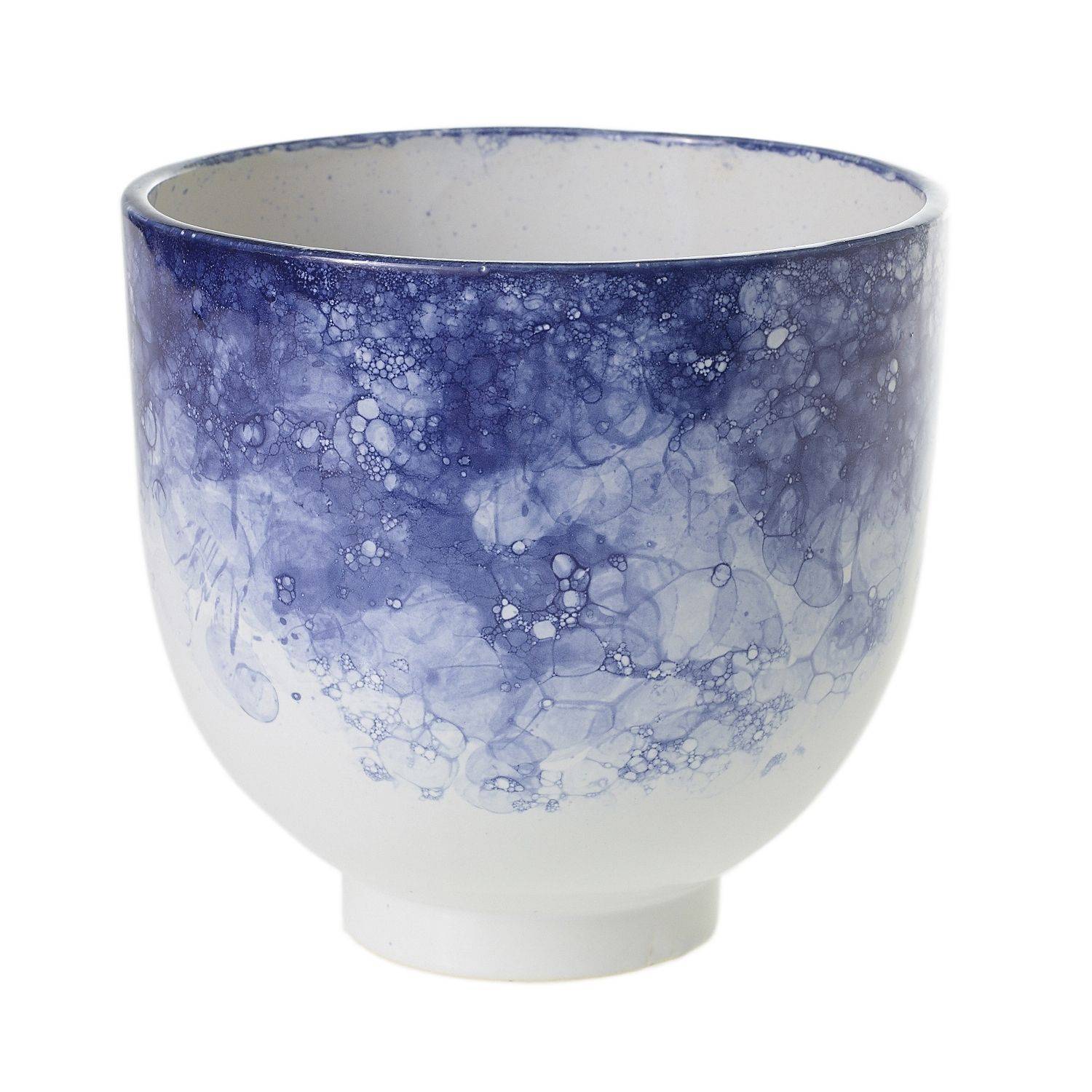 6.75"x 6.5" Ellory Pot White/Blue