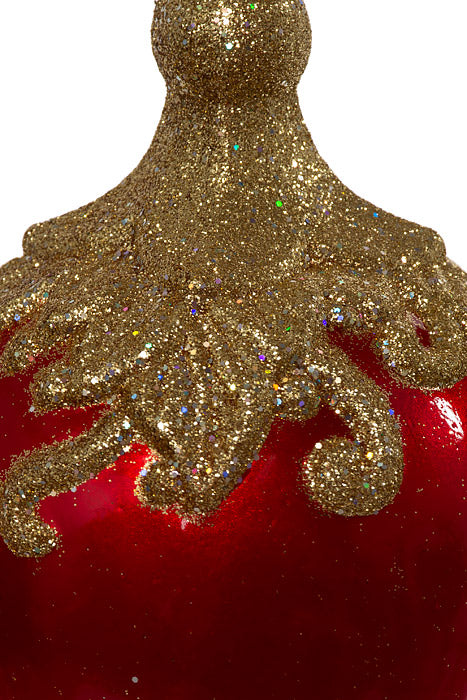 150mm Leaf Ball W/glitter Red/gold