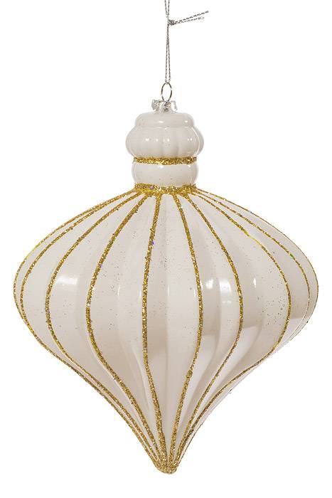 7" X 6" Straight Coconuts W/glitter White/gold