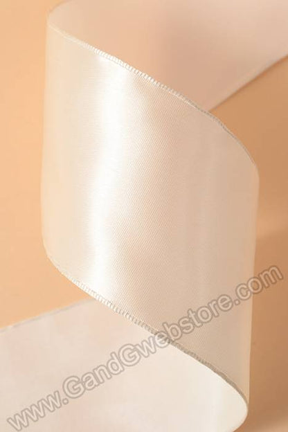 2.5" X 10yds Wired Satin Ribbon Ivory