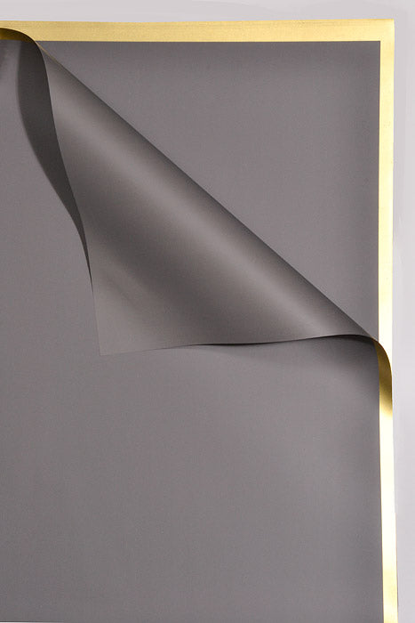 22.5" Gold Edge Flower Wrapping Paper Gray Pkg/20