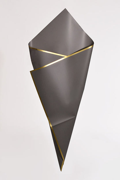 22.5" Gold Edge Flower Wrapping Paper Gray Pkg/20