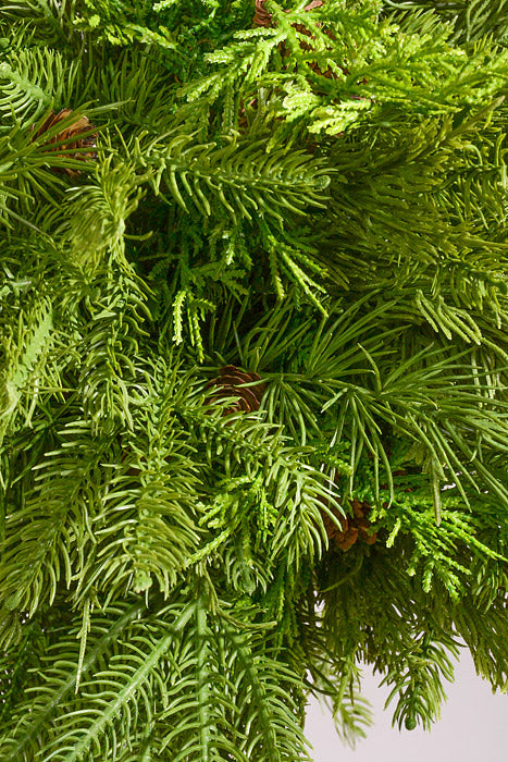 18" Artificial Natural Touch Mix Evergreen Kissing Ball Green