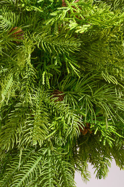 18" Artificial Natural Touch Mix Evergreen Kissing Ball Green