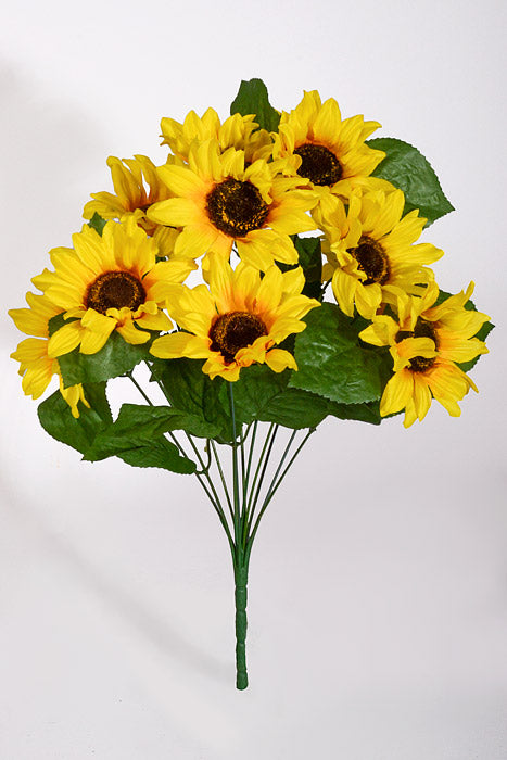 19" Silk Sunflower Bush Yellow