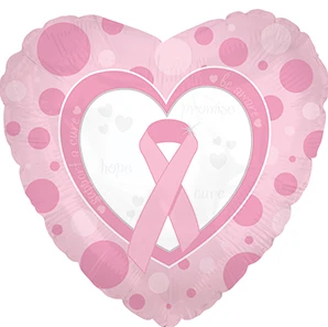 17" Heart Foil Balloon Promise.hope.cure Pink Pkg/10