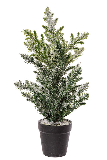 15.5" Snowy Hoop Pine Tree Pot