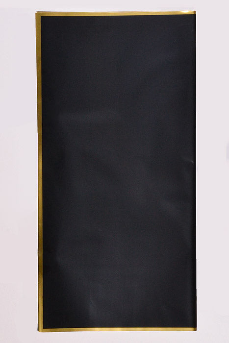 22.5" Gold Edge Flower Wrapping Paper Black Pkg/20