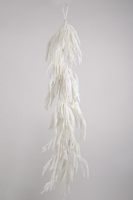 48" Artificial Real Touch Flocked White Norfolk Pine Garland White Snow