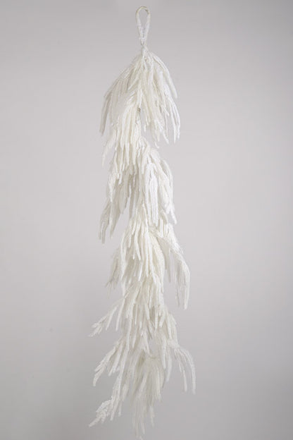 48" Artificial Real Touch Flocked White Norfolk Pine Garland White Snow