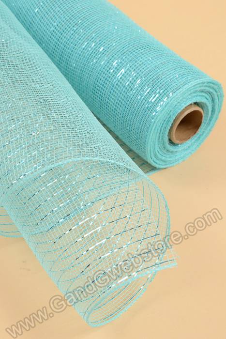 21" X 10yds Decorating Mesh Metallic Aqua