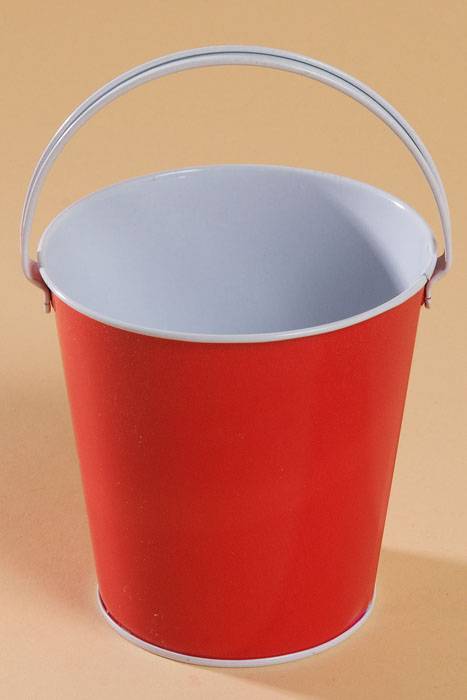 4.25" X 4" Metal Bucket W/handle Red