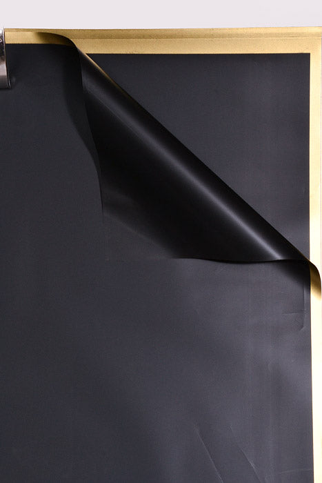 22.5" Gold Edge Flower Wrapping Paper Black Pkg/20