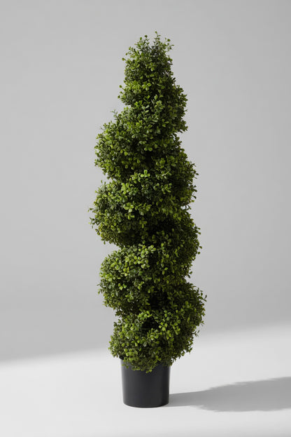4Ft Artificial Boxwood Spiral Topiary Tree In Pot Green