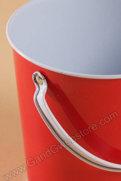 4.25" X 4" Metal Bucket W/handle Red
