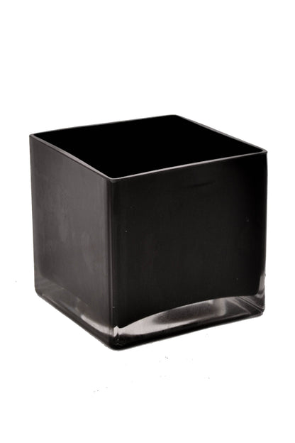 5" X 5" X 5" Cube Glass Vase Black