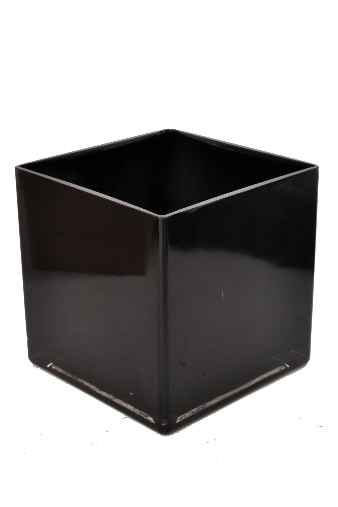 7" X 7" X 7" Square Glass Vase Black