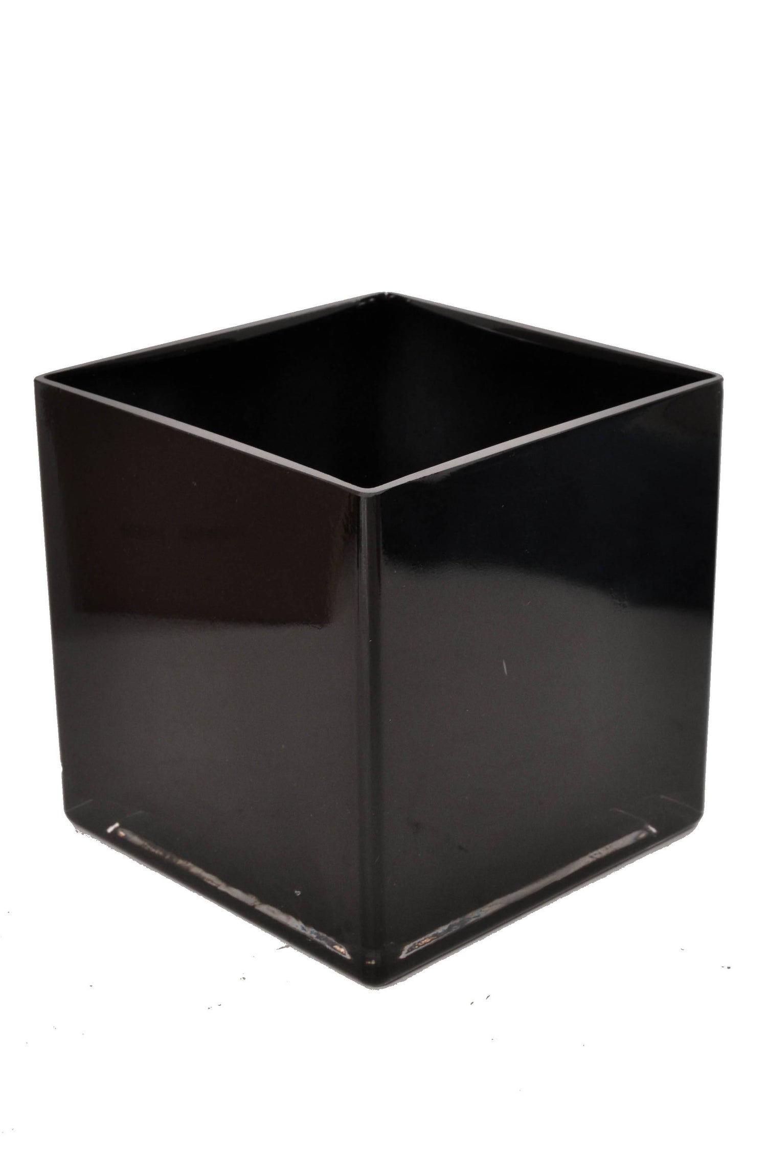 7" X 7" X 7" Square Glass Vase Black