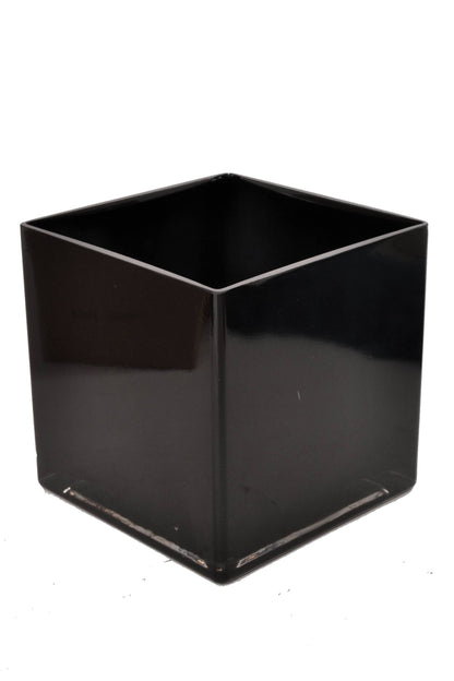 7" X 7" X 7" Square Glass Vase Black
