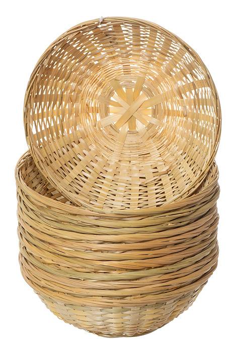 10" X 3" Round Bread Basket Natural Pkg/12