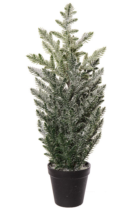 20" Snowy Hoop Pine Tree Pot
