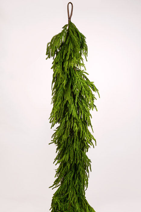 72&quot; x 16&quot; Artificial Natural Touch Norfolk Pine Garland Green