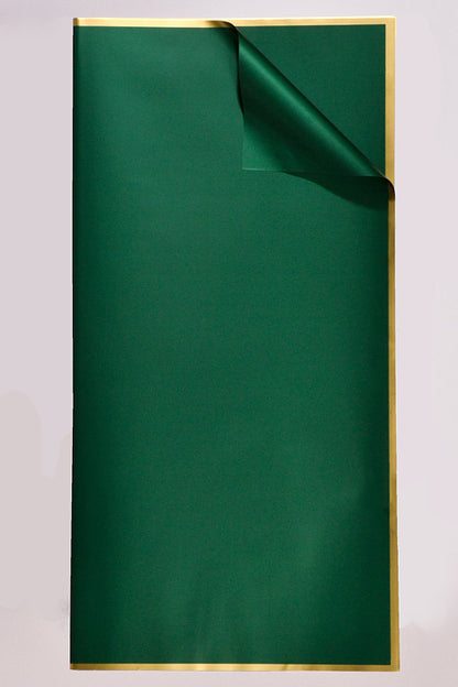 22.5" Gold Edge Flower Wrapping Paper Green Pkg/20