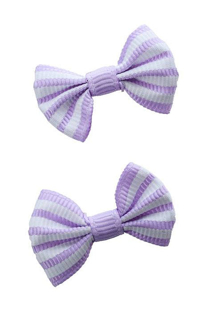 1.5" Stripes Ribbon Bow Lavender Pkg/12