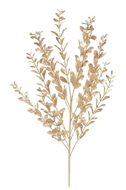 23" Painted Glitter Boxwood Spray Champagne