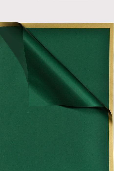 22.5" Gold Edge Flower Wrapping Paper Green Pkg/20